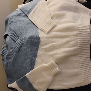 SHEIN Blue and White Sweater SHEIN
